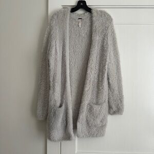 Free People Fuzzy Gray Cardigan